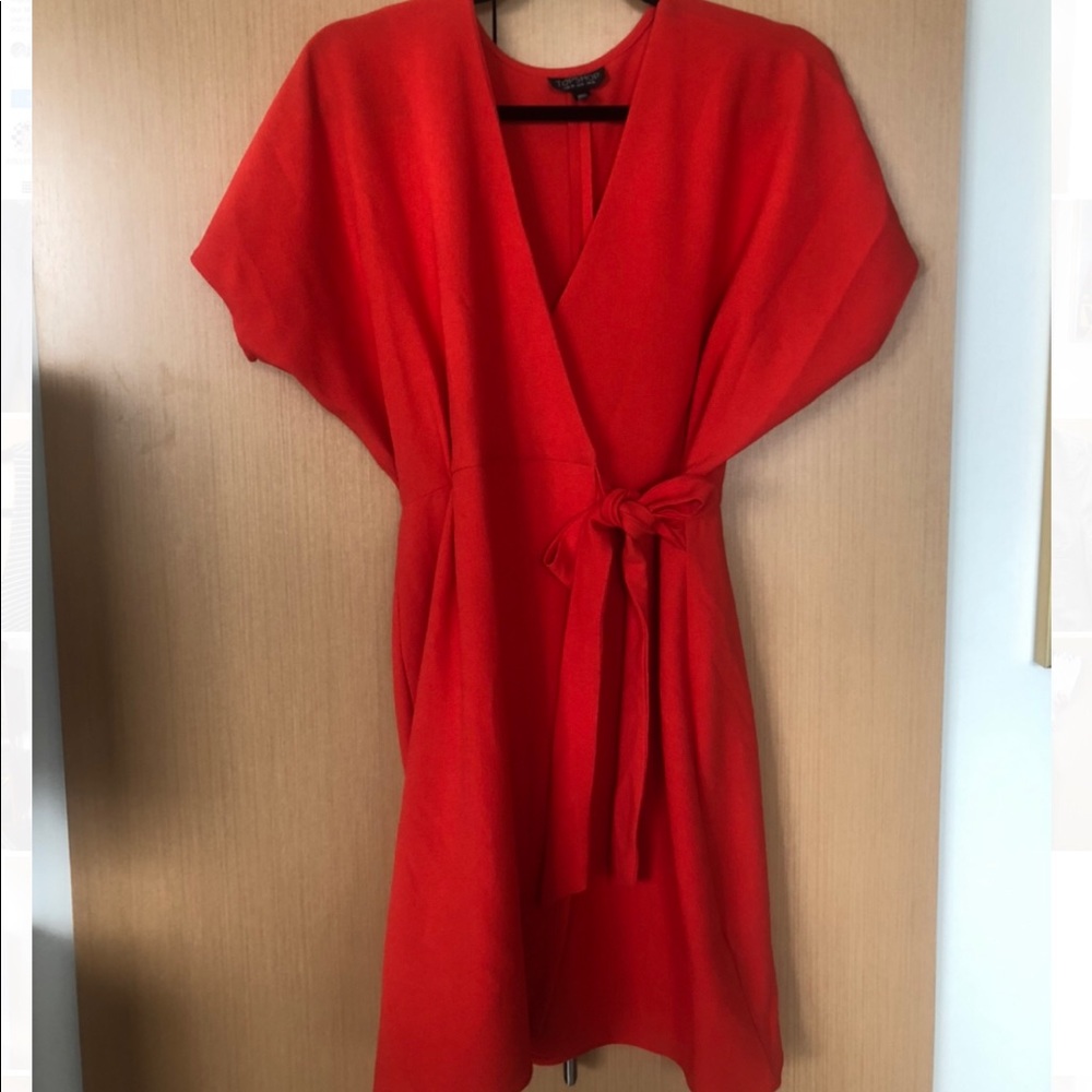 Bright Orange Topshop wrap dress mini
